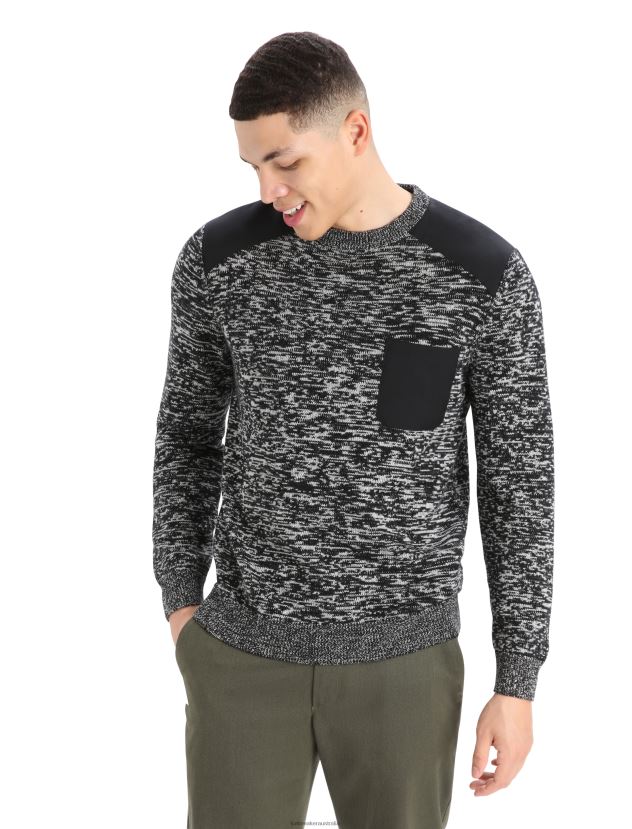 Icebreaker Men Merino Barein Crewe SweaterBlack/Snow 80BXXP361 Clothing