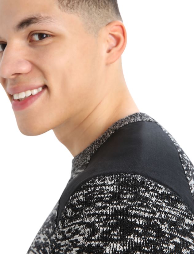 Icebreaker Men Merino Barein Crewe SweaterBlack/Snow 80BXXP361 Clothing