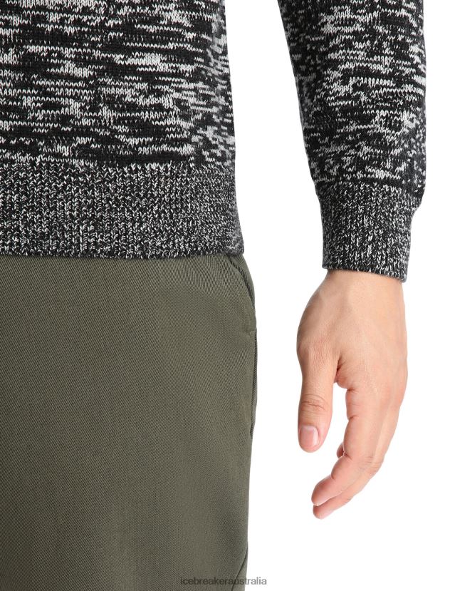 Icebreaker Men Merino Barein Crewe SweaterBlack/Snow 80BXXP361 Clothing