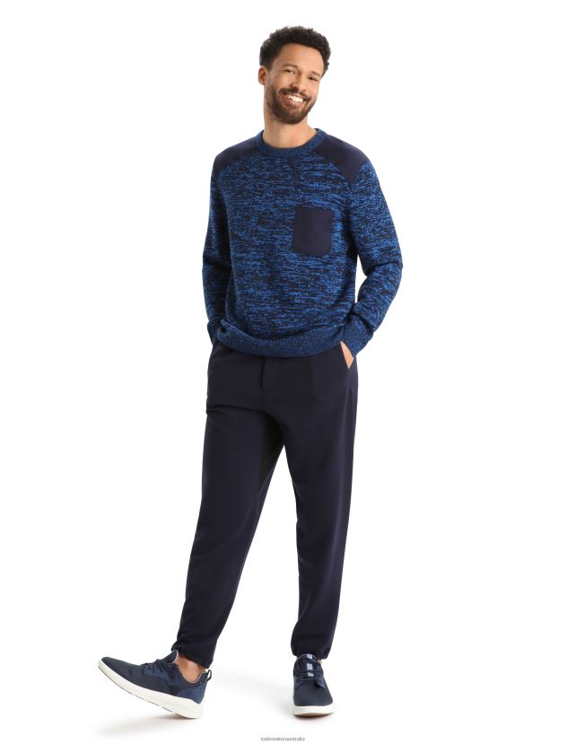 Icebreaker Men Merino Barein Crewe SweaterMidnight Navy/Lazurite 80BXXP362 Clothing