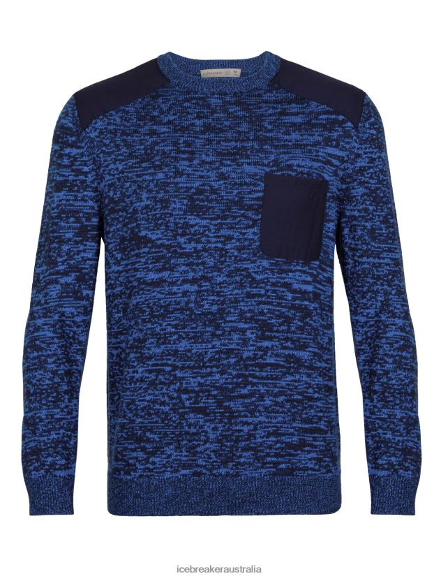 Icebreaker Men Merino Barein Crewe SweaterMidnight Navy/Lazurite 80BXXP362 Clothing