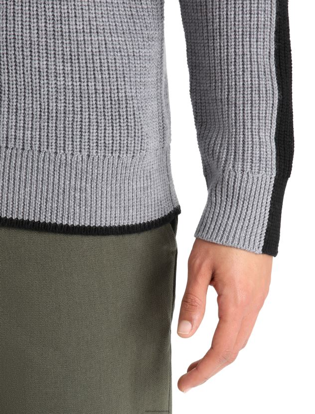 Icebreaker Men Merino Lodge Long Sleeve Half Zip SweaterGritstone Heather/Black 80BXXP233 Clothing