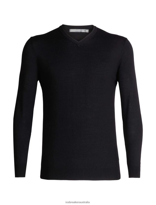 Icebreaker Men Merino Shearer V Neck SweaterBlack 80BXXP348 Clothing