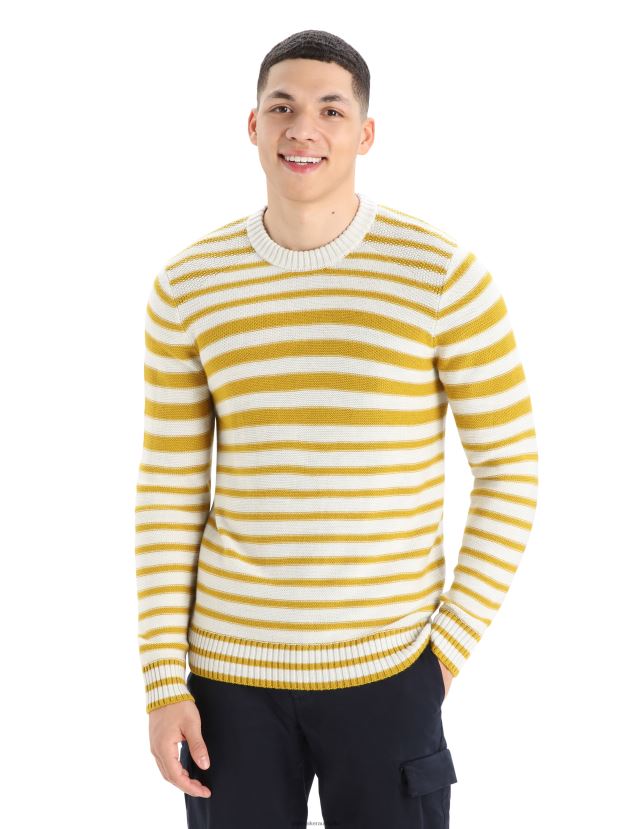 Icebreaker Men Merino Waypoint Crewe SweaterEcru Heather/Silent Gold 80BXXP391 Clothing