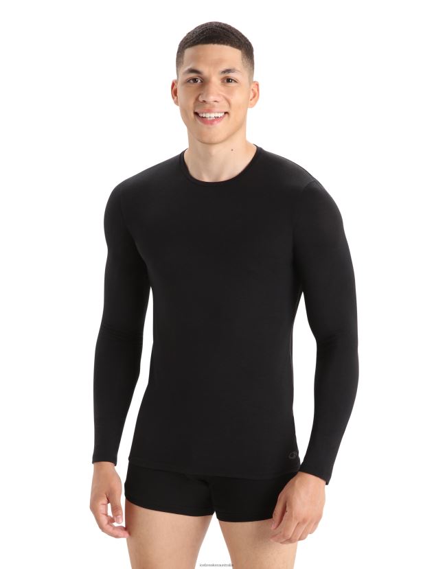 Icebreaker Men Merino Anatomica Long Sleeve Crewe T-ShirtBlack 80BXXP1 Clothing