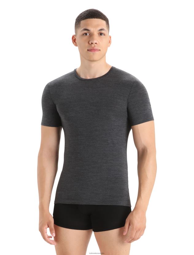 Icebreaker Men Merino Anatomica Short Sleeve Crewe T-ShirtJet Heather 80BXXP128 Clothing