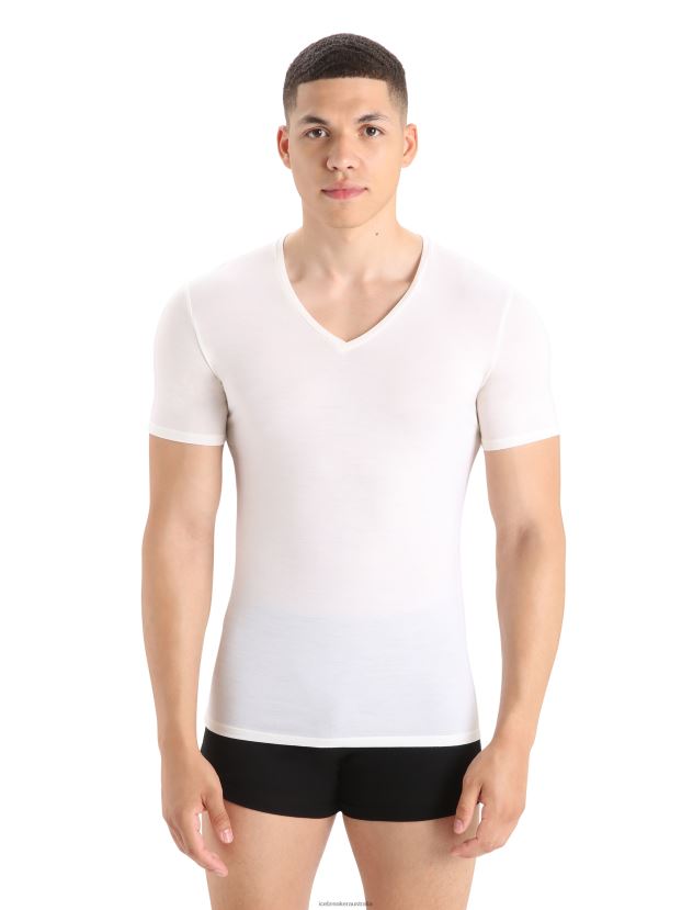 Icebreaker Men Merino Anatomica Short Sleeve V Neck T-ShirtSnow 80BXXP124 Clothing
