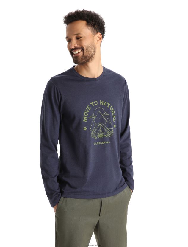 Icebreaker Men Merino Central Classic Long Sleeve T-Shirt Canopy CamperMidnight Navy 80BXXP375 Clothing