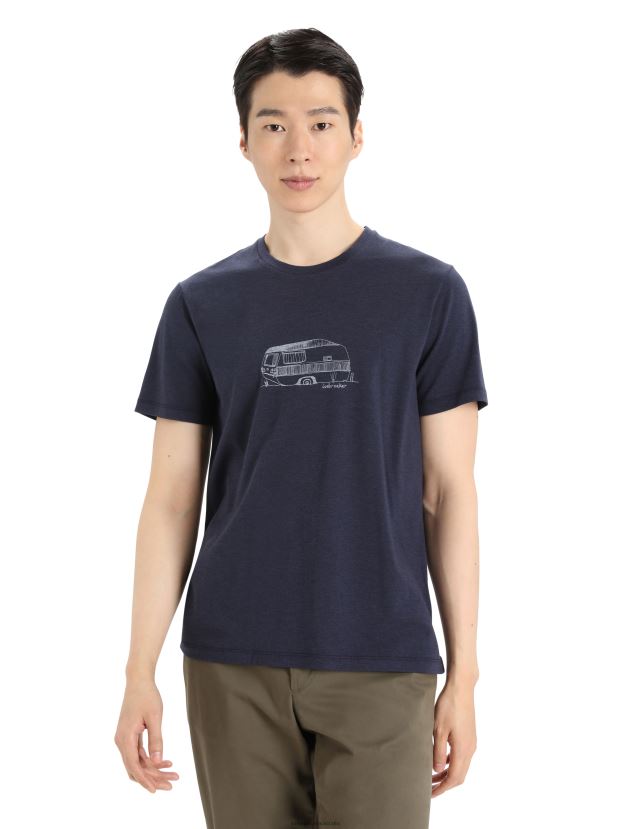 Icebreaker Men Merino Central Classic Short Sleeve T-Shirt CaravanMidnight Navy 80BXXP356 Clothing