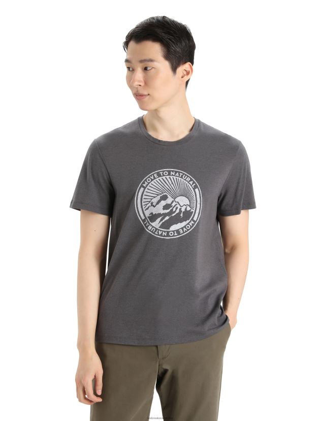 Icebreaker Men Merino Central Classic Short Sleeve T-Shirt Move to Natural MountainMonsoon 80BXXP340 Clothing