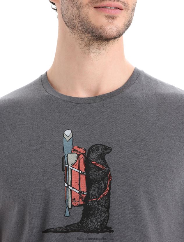Icebreaker Men Merino Central Classic Short Sleeve T-Shirt Otter PaddleMonsoon 80BXXP62 Clothing