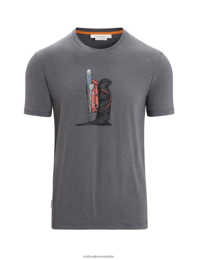 Icebreaker Men Merino Central Classic Short Sleeve T-Shirt Otter PaddleMonsoon 80BXXP62 Clothing