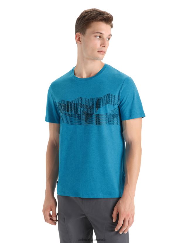 Icebreaker Men Merino Central Classic Short Sleeve T-Shirt St AntonGeo Blue 80BXXP34 Clothing