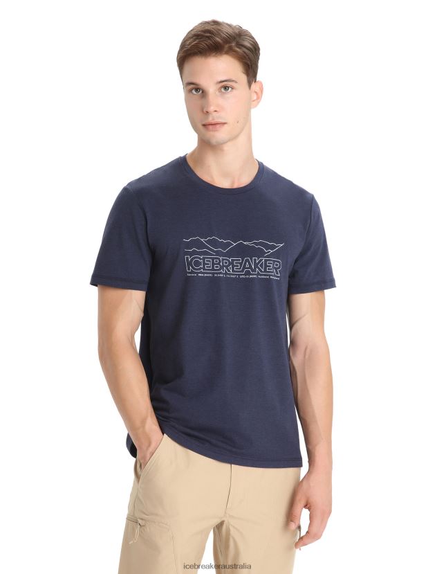 Icebreaker Men Merino Central Classic Short Sleeve T-Shirt StoryMidnight Navy 80BXXP52 Clothing