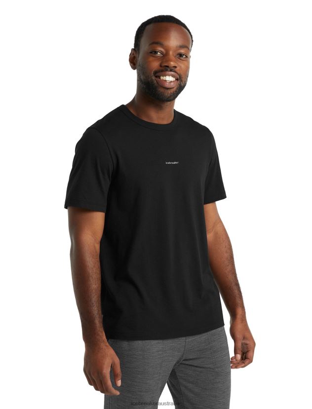 Icebreaker Men Merino Central Short Sleeve T-ShirtBlack 80BXXP492 Clothing