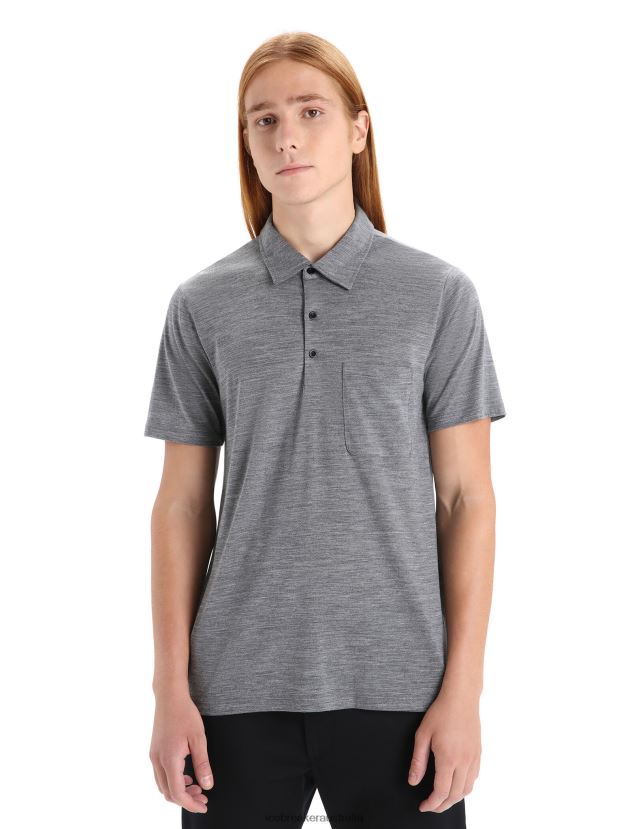 Icebreaker Men Merino Drayden Short Sleeve PoloGritstone Heather 80BXXP12 Clothing