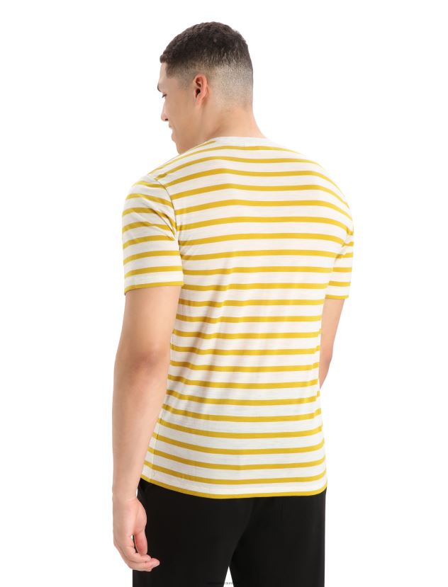 Icebreaker Men Merino Drayden Short Sleeve T-Shirt StripeEcru Heather/Silent Gold 80BXXP396 Clothing