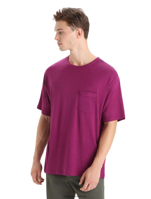 Icebreaker Men Merino Granary Short Sleeve Pocket T-ShirtGo Berry 80BXXP17 Clothing
