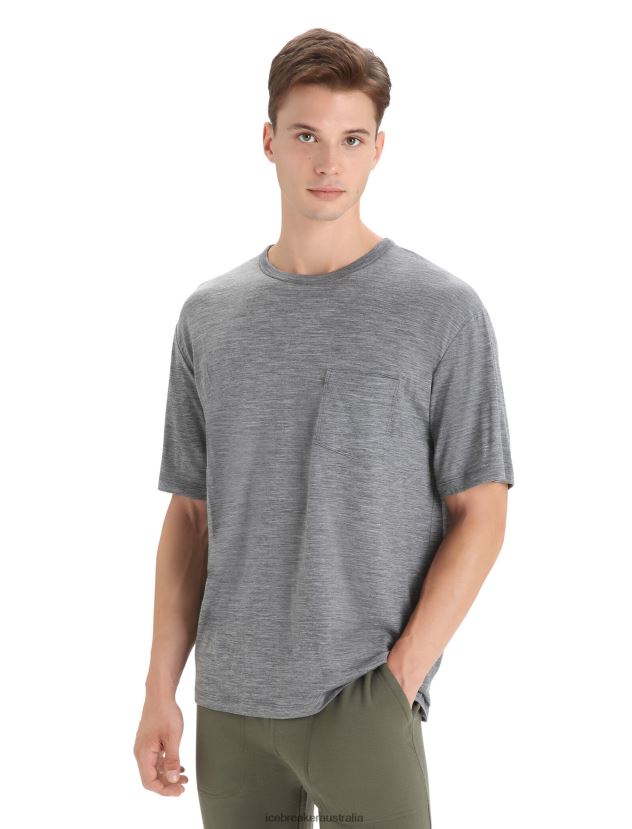 Icebreaker Men Merino Granary Short Sleeve Pocket T-ShirtGritstone Heather 80BXXP18 Clothing