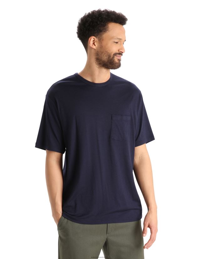 Icebreaker Men Merino Granary Short Sleeve Pocket T-ShirtMidnight Navy 80BXXP16 Clothing