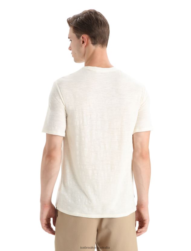 Icebreaker Men Merino Linen Short Sleeve T-ShirtChalk 80BXXP81 Clothing