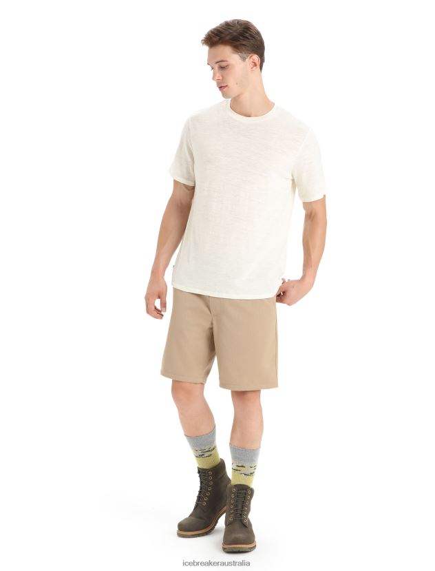 Icebreaker Men Merino Linen Short Sleeve T-ShirtChalk 80BXXP81 Clothing