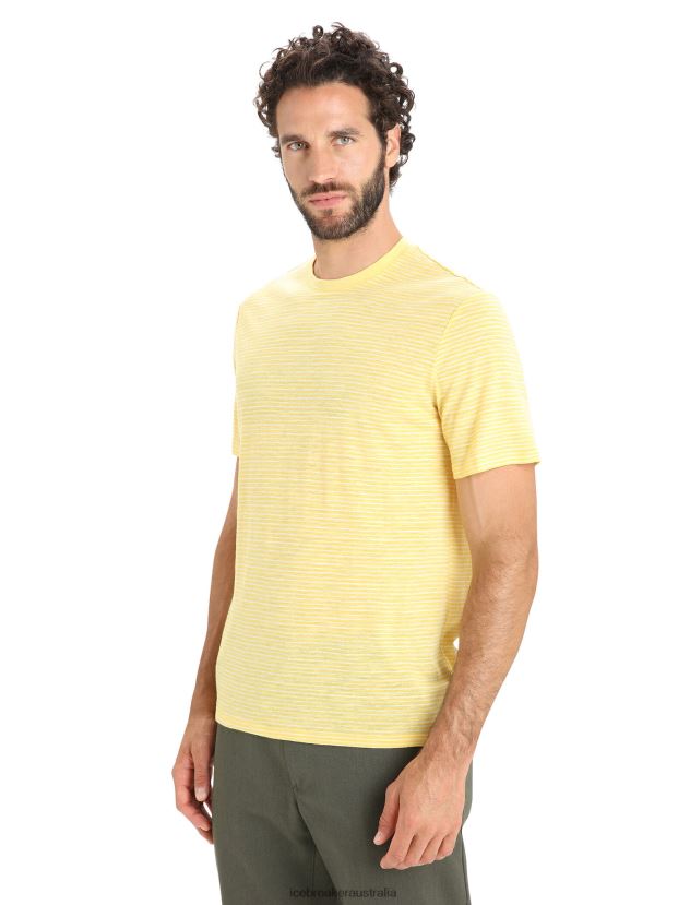 Icebreaker Men Merino Linen Short Sleeve T-Shirt StripeSummer/Snow 80BXXP70 Clothing