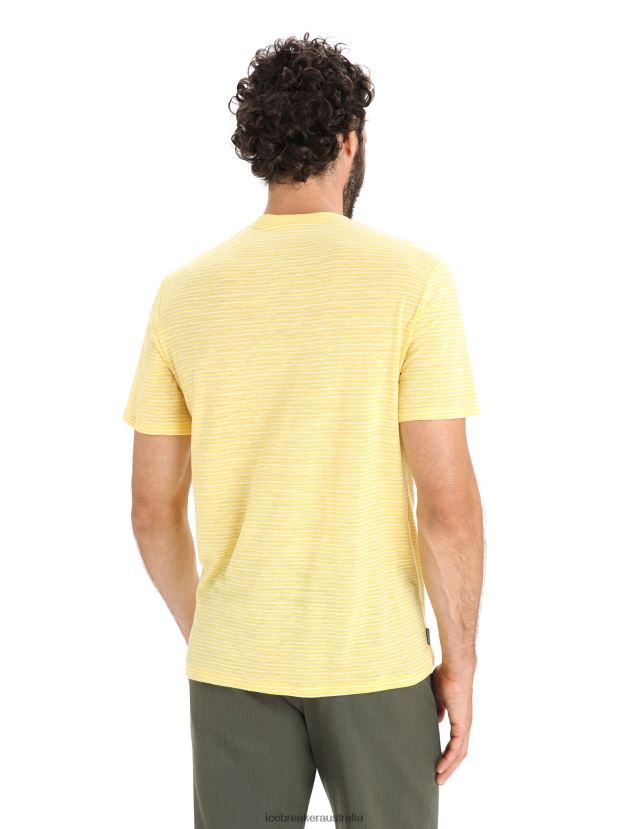 Icebreaker Men Merino Linen Short Sleeve T-Shirt StripeSummer/Snow 80BXXP70 Clothing