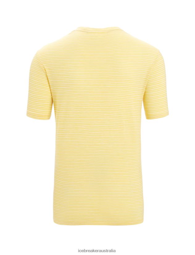 Icebreaker Men Merino Linen Short Sleeve T-Shirt StripeSummer/Snow 80BXXP70 Clothing