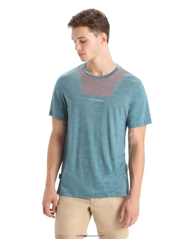 Icebreaker Men Merino Sphere II Short Sleeve T-Shirt HittGreen Glory Heather 80BXXP84 Clothing