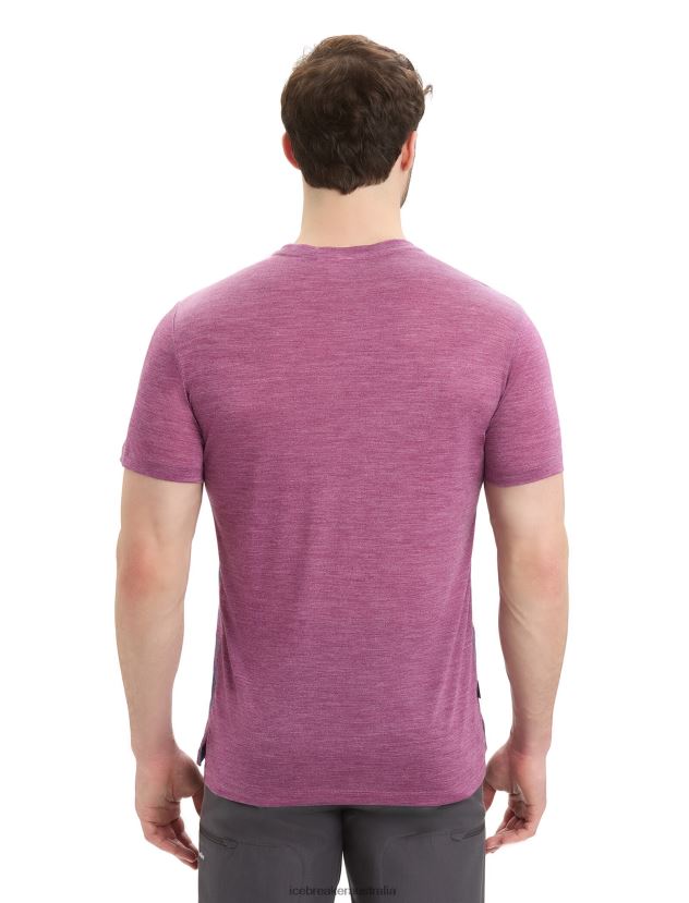 Icebreaker Men Merino Sphere II Short Sleeve T-Shirt TrailGo Berry Heather 80BXXP43 Clothing