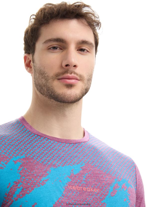 Icebreaker Men Merino Sphere II Short Sleeve T-Shirt TrailGo Berry Heather 80BXXP43 Clothing