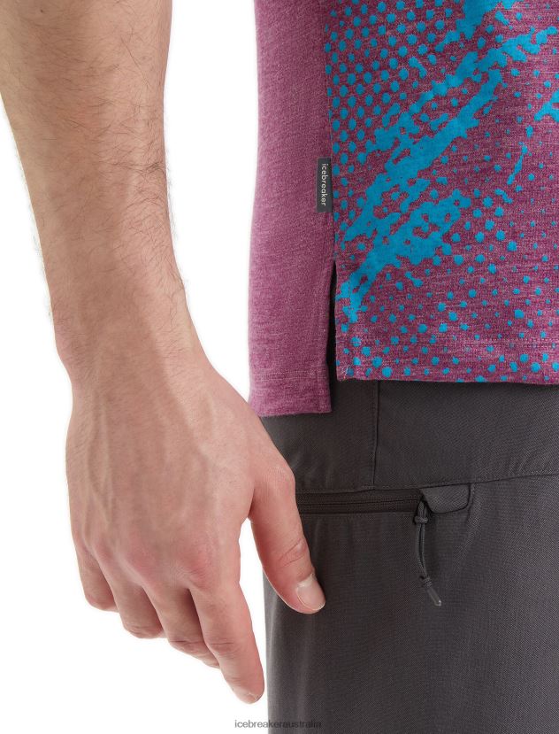 Icebreaker Men Merino Sphere II Short Sleeve T-Shirt TrailGo Berry Heather 80BXXP43 Clothing