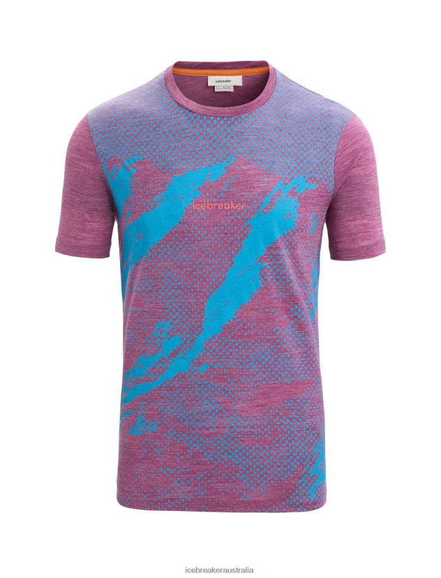 Icebreaker Men Merino Sphere II Short Sleeve T-Shirt TrailGo Berry Heather 80BXXP43 Clothing