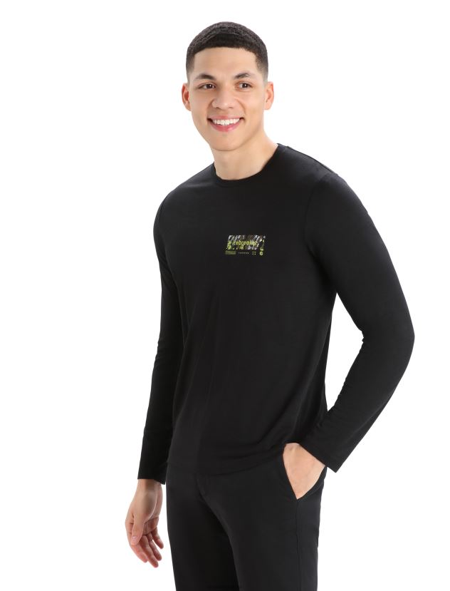 Icebreaker Men Merino Tech Lite II Long Sleeve T-Shirt Summit TreadBlack 80BXXP378 Clothing