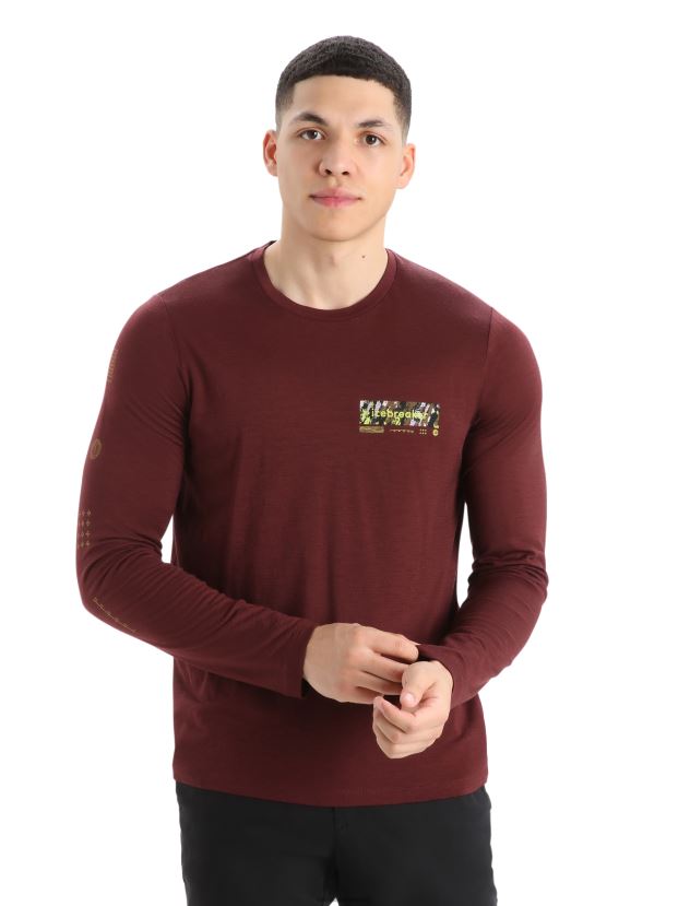 Icebreaker Men Merino Tech Lite II Long Sleeve T-Shirt Summit TreadEspresso 80BXXP379 Clothing