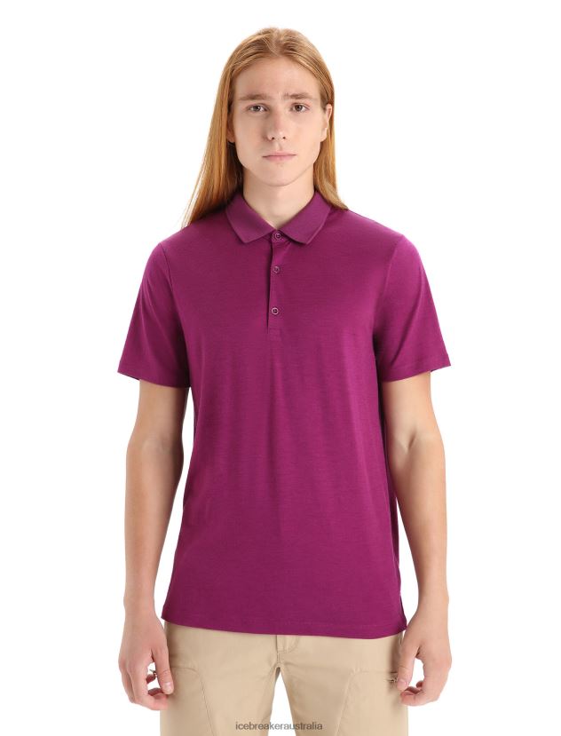 Icebreaker Men Merino Tech Lite II Short Sleeve PoloGo Berry 80BXXP42 Clothing