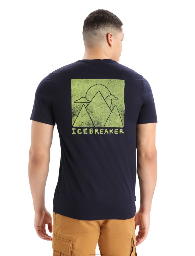 Icebreaker Men Merino Tech Lite II Short Sleeve T-Shirt Alp AscensionMidnight Navy 80BXXP377 Clothing