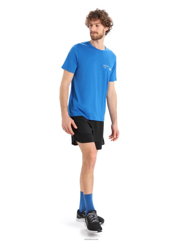 Icebreaker Men Merino Tech Lite II Short Sleeve T-Shirt Alpine ZoneLazurite 80BXXP366 Clothing