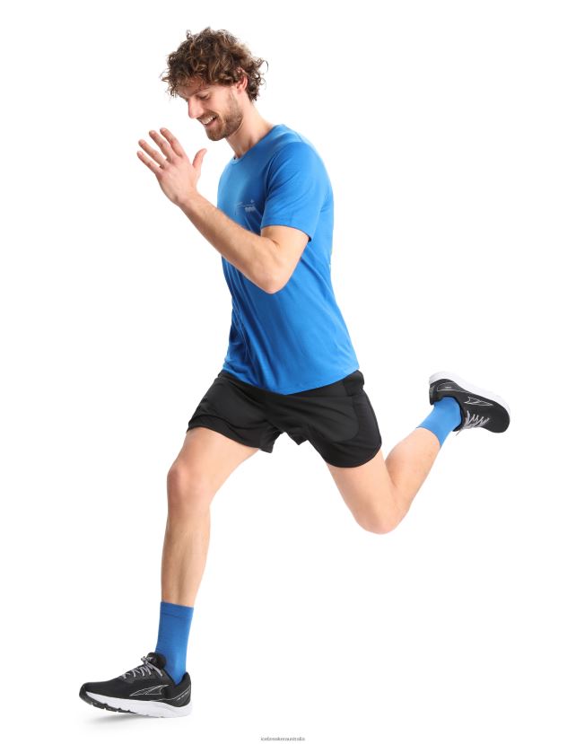 Icebreaker Men Merino Tech Lite II Short Sleeve T-Shirt Alpine ZoneLazurite 80BXXP366 Clothing
