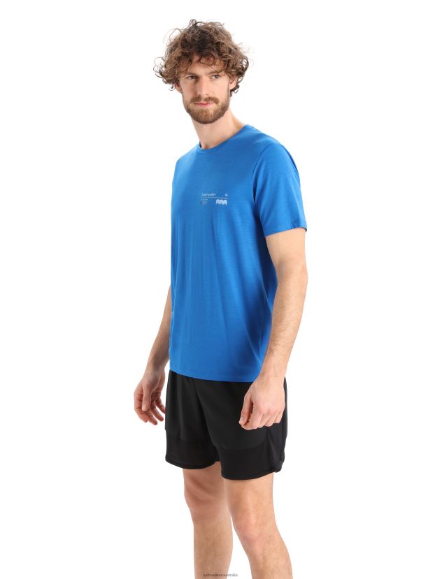 Icebreaker Men Merino Tech Lite II Short Sleeve T-Shirt Alpine ZoneLazurite 80BXXP366 Clothing