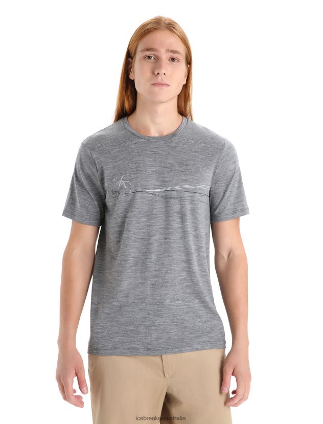 Icebreaker Men Merino Tech Lite II Short Sleeve T-Shirt Cadence PathsGritstone Heather 80BXXP59 Clothing