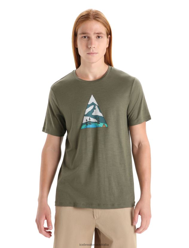 Icebreaker Men Merino Tech Lite II Short Sleeve T-Shirt Camping GroundsLoden 80BXXP74 Clothing
