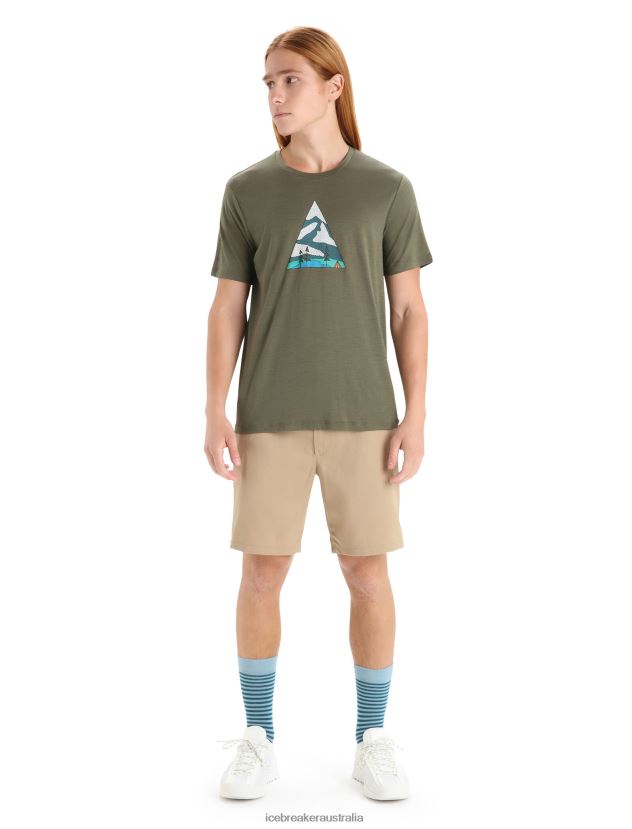 Icebreaker Men Merino Tech Lite II Short Sleeve T-Shirt Camping GroundsLoden 80BXXP74 Clothing