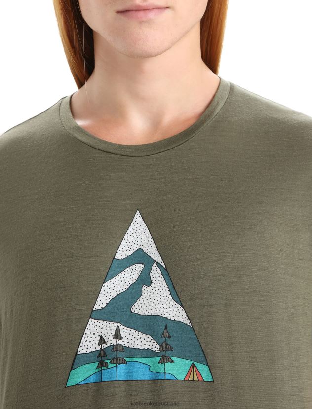 Icebreaker Men Merino Tech Lite II Short Sleeve T-Shirt Camping GroundsLoden 80BXXP74 Clothing
