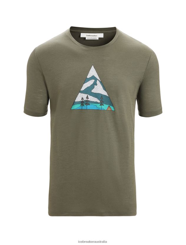 Icebreaker Men Merino Tech Lite II Short Sleeve T-Shirt Camping GroundsLoden 80BXXP74 Clothing