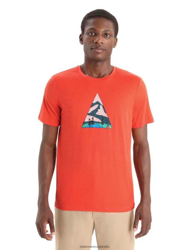 Icebreaker Men Merino Tech Lite II Short Sleeve T-Shirt Camping GroundsVibrant Earth 80BXXP75 Clothing