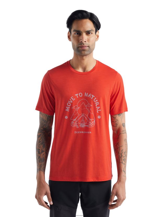 Icebreaker Men Merino Tech Lite II Short Sleeve T-Shirt Canopy CamperLava 80BXXP488 Clothing