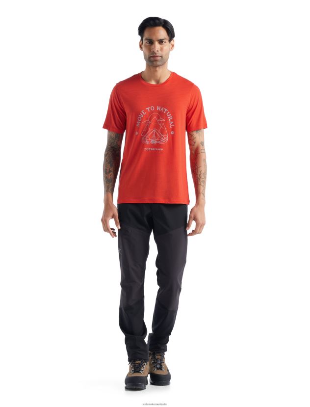 Icebreaker Men Merino Tech Lite II Short Sleeve T-Shirt Canopy CamperLava 80BXXP488 Clothing