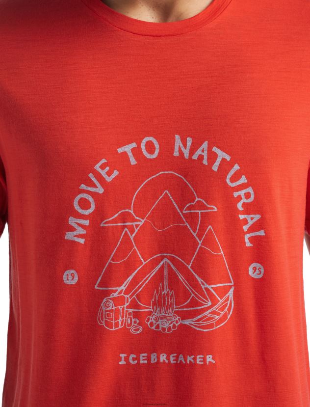 Icebreaker Men Merino Tech Lite II Short Sleeve T-Shirt Canopy CamperLava 80BXXP488 Clothing